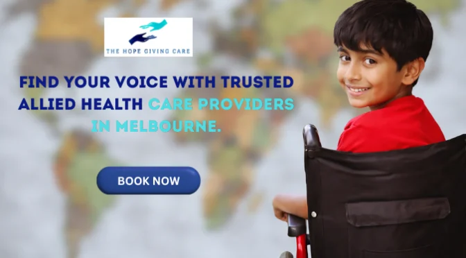 Registered NDIS provider and allied health care providers Melbourne supporting a child in a wheelchair with speech therapy and confidence building services